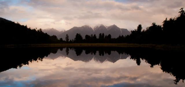 Lake Matheson just after the sunset